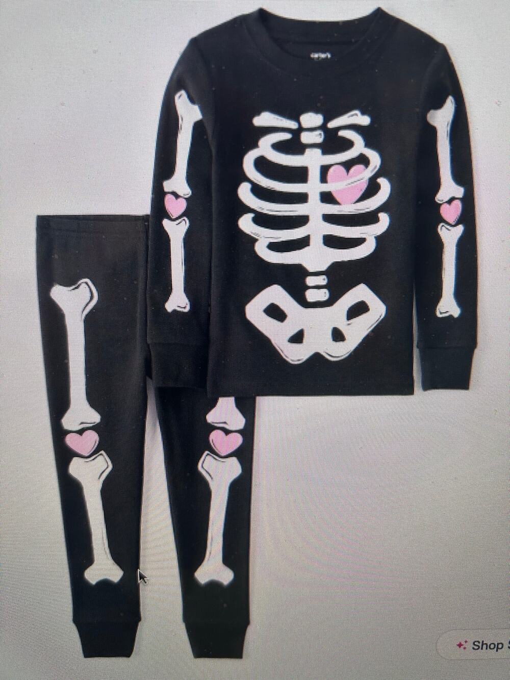 NWT Carter's 2-pc skeleton pajama top & bottom set 18M